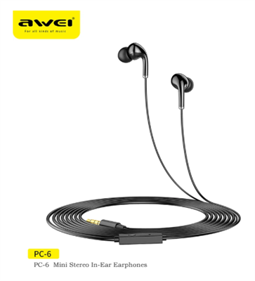 Awei PC-6/PC-6T Wired Earphones 3.5mm