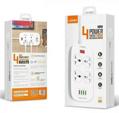 LDNIO SC4407 Fast Charging Power Strip – QC3.0 USB, Surge Protector, Universal Outlets (EU UK US)