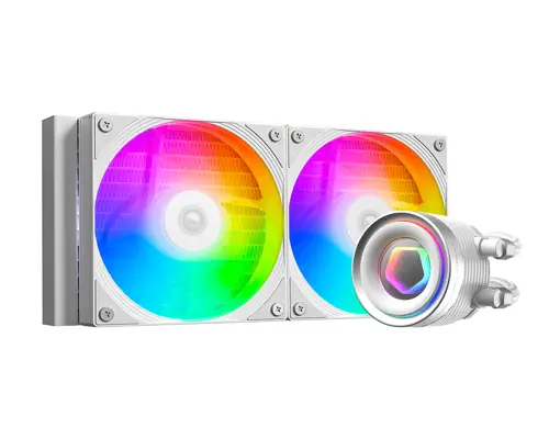 ID-COOLING FX240 INF ARGB 240mm AIO Liquid CPU Cooler w/ Infinity Mirror Display – White