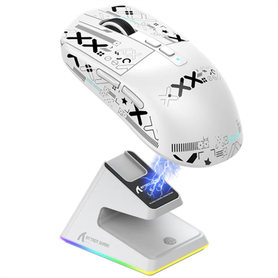 Attack Shark X6 RGB Wireless Gaming Mouse with Charging Base - White