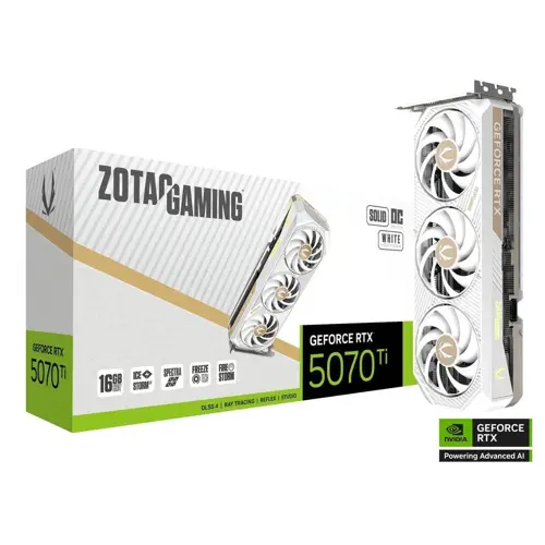 Zotac Gaming GeForce RTX 5070 Ti Solid Core OC White Edition DLSS 4 16GB GDDR7 256-bit 28 Gbps PCIE 5.0 Gaming Graphics Card, IceStorm 3.0 Advanced Cooling, Spectra RGB Lighting