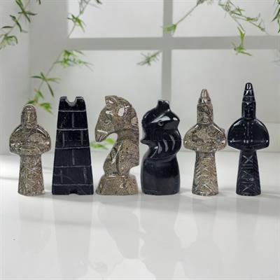 Jet Black and Oceanic Royal Bishop Series Chess Pieces - Luxurious Handcrafted Chess Set for Collectors & Enthusiasts