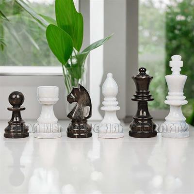 Luxury Black and White Marble Chess Set - American Series | Premium Chess Pieces