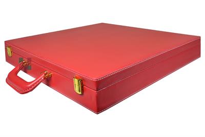 Elegant Crimson Red PU Leather Chess Set Storage Box – Premium Organizer for Chess Pieces