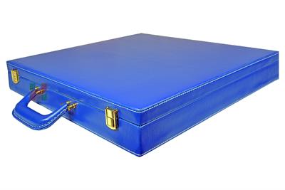 Ocean Blue Leather Chess Set Storage Box – Elegant & Durable Organizer for Chess Pieces & Boards