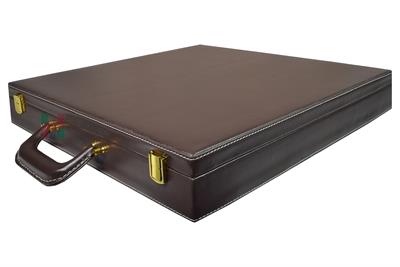 Elegant Chocolate Brown PU Leather Chess Set Storage Box - Durable, Stylish Organizer for Chess Pieces and Board