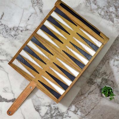 Premium Leather Roll-Up Backgammon Set – Portable, Travel-Friendly Game with Classic Design for Backgammon Enthusiasts