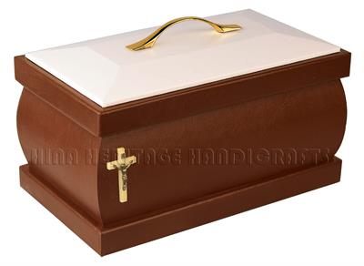 Elegant Walnut Brown PU Leather Garden Cremation Urn – Durable & Stylish Memorial Keepsake