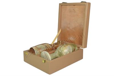 Beige Latte PU Leather Storage Box for Green Onyx Wine Glass - Elegant Wine Glass Holder, Perfect Gift in USA