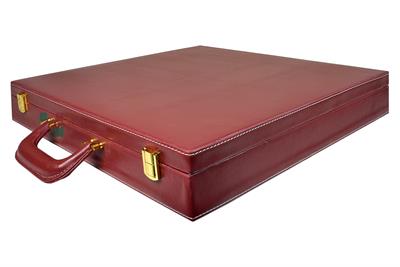 Elegant Burgundy PU Leather Storage Box for Chess Set – Stylish Organizer for Chess Pieces and Board