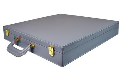 Stylish Slate Gray PU Leather Chess Storage Box – Perfect for Organizing Your Game