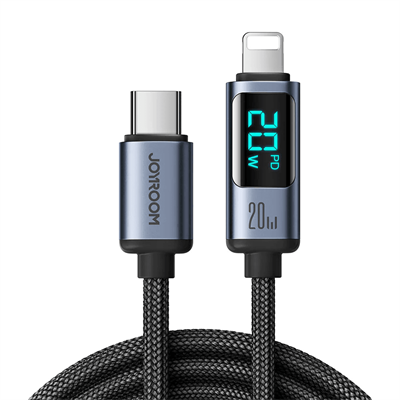 JOYROOM USB C CABLE 20W 1.2M WITH LED DISPLAY - BLACK