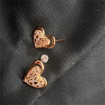 Golden Heart Stud Earrings for Women Love Shaped Statement