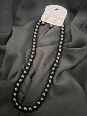 Black Glass Beads crystal mala necklace with earrings for girls and Women