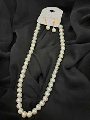 White Beads crystal mala necklace with earrings for girls and Women