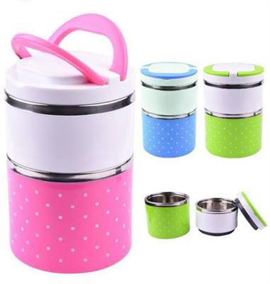 2 layers thermal food container stainless steel lunch box