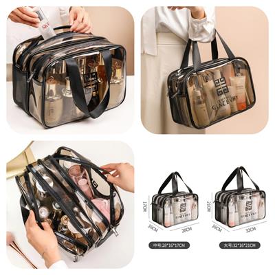 Double Layer Transparent Travel Cosmetic Pouch