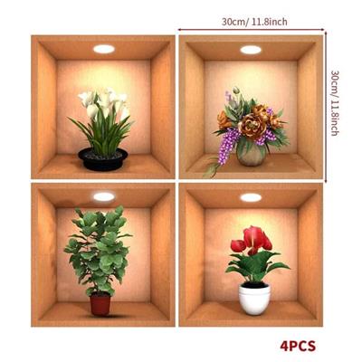 3D Flower Pot Look Wall Stickers