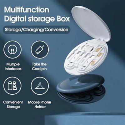 Multifunctional data cable storage box Adopter for lightning USB-C and Micro-USB device universal data transfer cable 