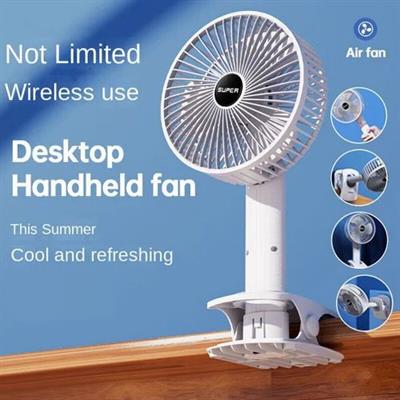 New portable 3 gears rechargeable desktop fan low noise air cooling handheld clipped circulator table fan for camping; office; bad side sleeping corner; best for office room; reading table