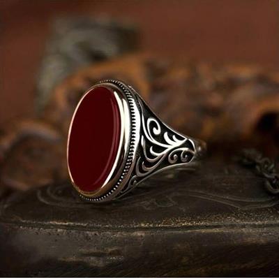 Yamani Aqeeq Silver Ring 