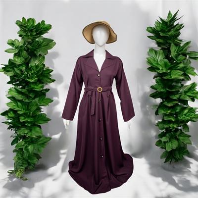 Silky Belted Abaya - Mauve