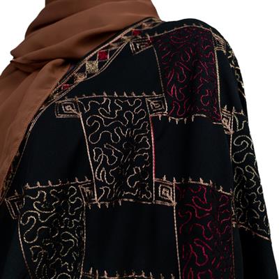 Full Embroidered Shawl - Black