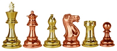 The Antique Staunton Series Solid Brass Chess Pieces - Golden & Copper - 3.50" King- With Exclusive Leatherette Storage Box