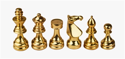 The Modern European Series Chess Pieces In Solid Brass - 3.50" King- With Exclusive Leatherette Storage Box