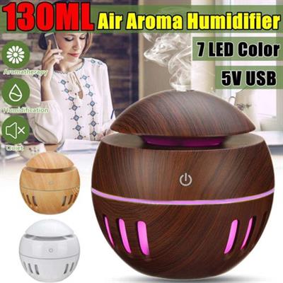 130ML USB Home Aroma Essential Oil Diffuser Humidifier Office Deep Wooden