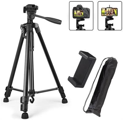 3366 Aluminum Tripod Stand (55-Inch) With Mobile Phone Holder