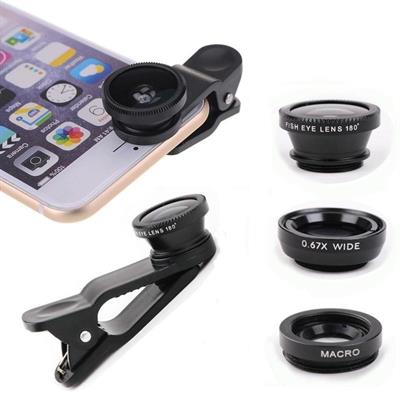 3In1 Fish Eye Wide Angle Outdoor Macro Camera Clip Lens For Universal Cell Phone