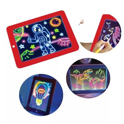 Drawing Pad 8 Light Effects Puzzle Board 3D Sketchpad Tablet With 4 Colors Pen