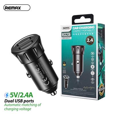 Remax Car Charger Vanguard Series 2usb 2.4a Black Moq92 (Rcc236)