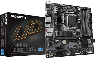 GIGABYTE B760M DS3H DDR4 (LGA 1700/ Intel/ B760/ M-ATX/ DDR4/ Dual M.2/ PCIe 4.0/ USB 3.2 Gen 2 Type-C/ 2.5GbE LAN/Q-Flash Plus/PCIe EZ-Latch/Gaming Motherboard)
