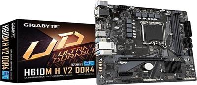 GIGABYTE H610M H V2 DDR4 1.0 LGA 1700 mATX Motherboard, 2x DDR4 ~64GB, 1x PCI-E x16, 1x PCI-E x1, 1x M.2, 4x SATA, 2x USB 3.2, 4x USB 2.0