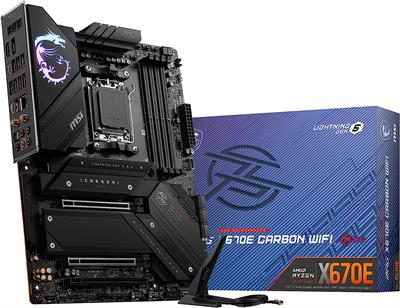 MSI MPG X670E Carbon WiFi Gaming Motherboard (AMD AM5, DDR5, PCIe 5.0, SATA 6Gb/s, M.2, USB 3.2 Gen 2, Wi-Fi 6E, HDMI/DP, ATX)