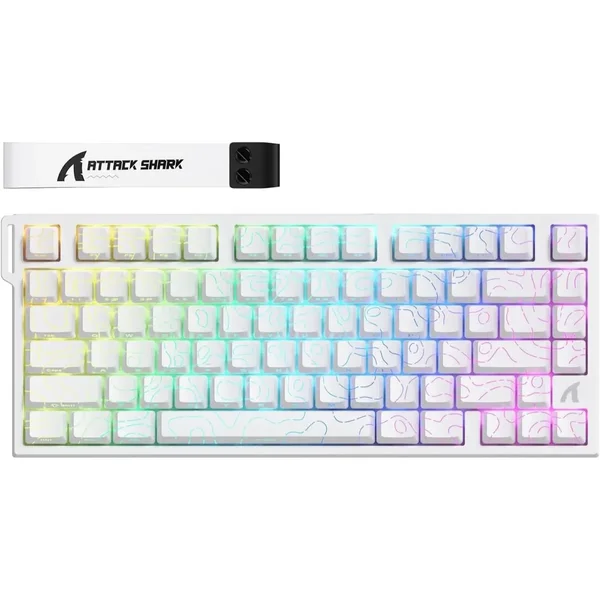 Attack Shark R82 HE Rapid Trigger Wired Mechanical Gaming Keyboard TKL NKRO with 8K Polling, 0.005mm RT Accuracy, 256K Scan Rate, 5 Layer Sound Damped, Hall Effect Magnetic Switch, Driver for PC Mac (White Contour)