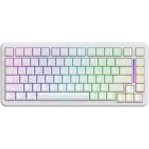Attack Shark X82 Pro HE Wireless Rapid Trigger RGB Mechanical Gaming Keyboard with Adjustable Actuation, 2.4G/Wired/BT, 8K Polling Rate, Hall Effect Magnetic Switch, 5000mAh Battery for FPS (White Contour)