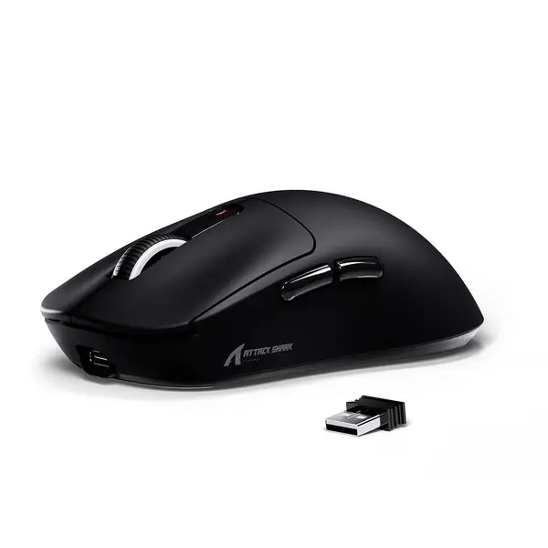 Attack Shark X3 Lightweight Wireless Gaming Mouse, 49g Tri-Mode Bluetooth/2.4G/USB-C Wired Mouse, PAW3395 26K DPI Sensor, 200h Battery Life, Programmable Buttons, Griptape for PC/Laptop/Mac - Black