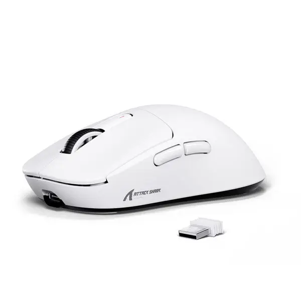 Attack Shark X3 Lightweight Wireless Gaming Mouse, 49g Tri-Mode Bluetooth/2.4G/USB-C Wired Mouse, PAW3395 26K DPI Sensor, 200h Battery Life, Programmable Buttons, Griptape for PC/Laptop/Mac - White