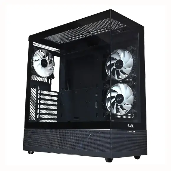 EASE EC123B Tempered Glass Gaming Case-Black With INF Fans