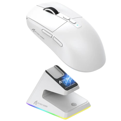 ATTACK SHARK X6 Three Modes Gaming Mouse With Charging Doc - White