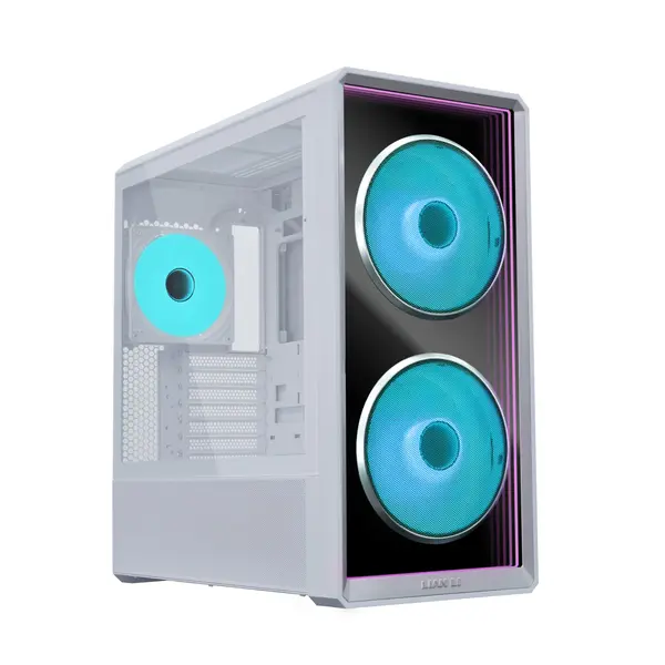 Lian Li Lancool 217 INF Infinity Mirror Computer Case, Mid-Tower ATX PC Case w/ 3 Pre-Installed Fans, 2x170mm ARGB Fans, 1x140mm, Front Mirror Glass Panel, Optimized Airflow - White