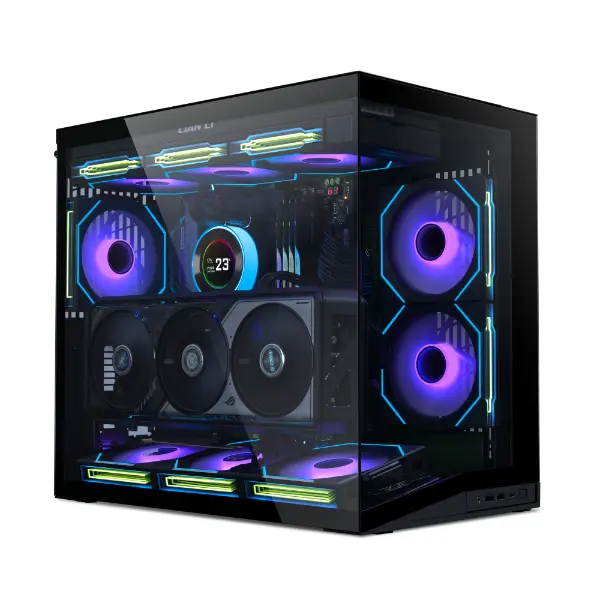 Lian Li O11D Mini V2 Flow Compact ATX Mid-Tower Airflow Computer Case - Panoramic View, High-Performance Airflow, Includes 5 x 120mm Reverse Blade Fans, Cable Management, Black