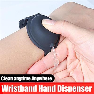 Pack of 2 refillable hand sanitizer wrist band bracelet with silicon bottle for refilling black pink