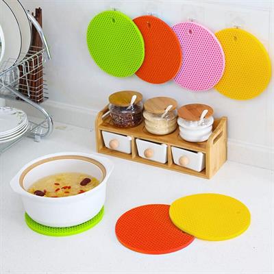 Pack of 2 Silicone Pot Holder and Oven Mitts, Multipurpose Heat Resistant Anti-Slip Honeycomb Rubber Insulation Trivet