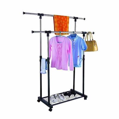Stainless steel double pole cloth hanging rack