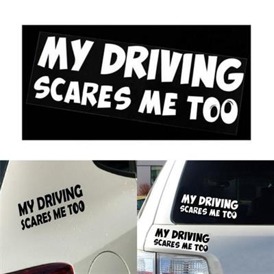 Driving scares me too auto car trunk thriller rear window body stickers