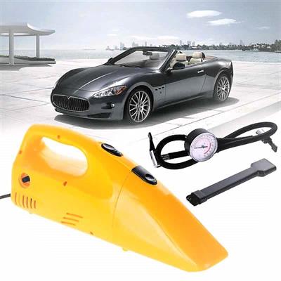 Car vacuum cleaner with portable car tire air compressor